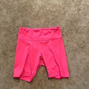 Neon pink biker shorts